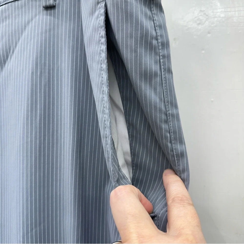 Nike Golf dri fit athletic pants grey white pin stripe men's chinos 38 x‎ 30